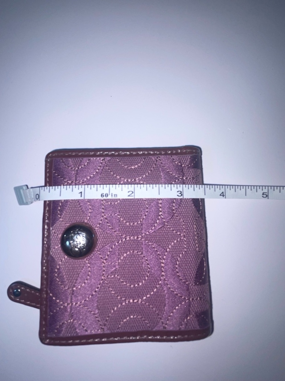Coach Quilted Small Wallet in Plum with Brown Trim - Picture 10 of 10